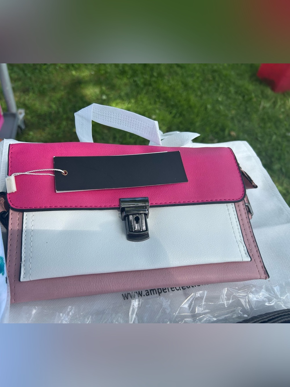 Pink & White Colorblock Women’s Crossbody Bag